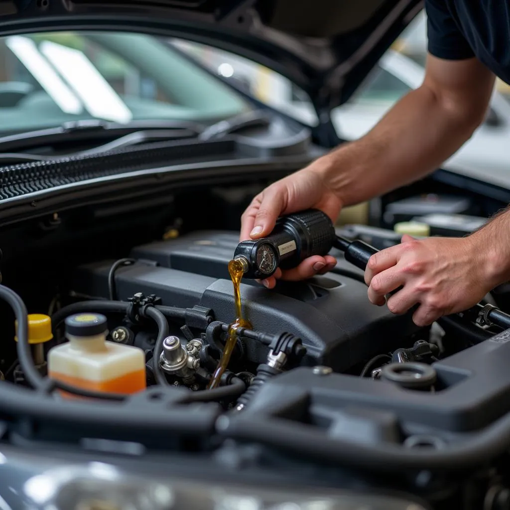 Mechanic Checking Car Fluids