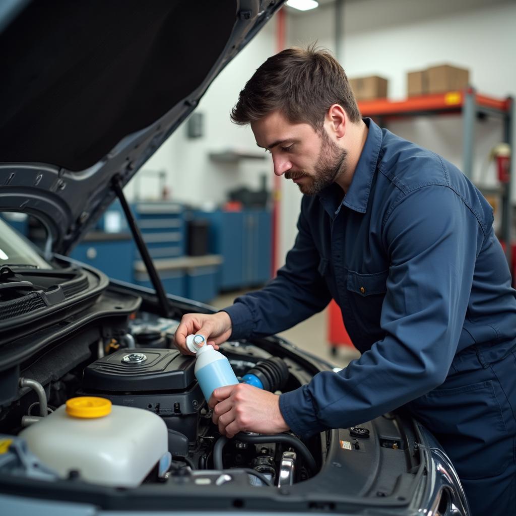 Mechanic Checking Car Fluids