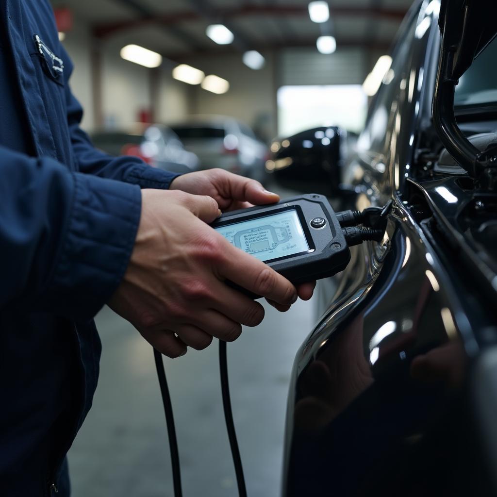 Mechanic Diagnosing Car in 60659