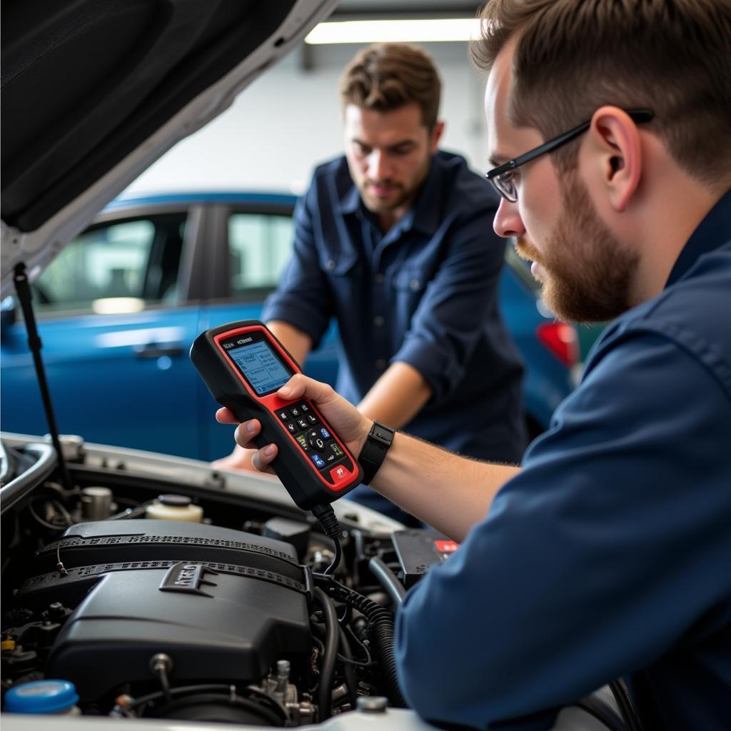 Mechanic Diagnosing Car Problem in Myrtle Creek