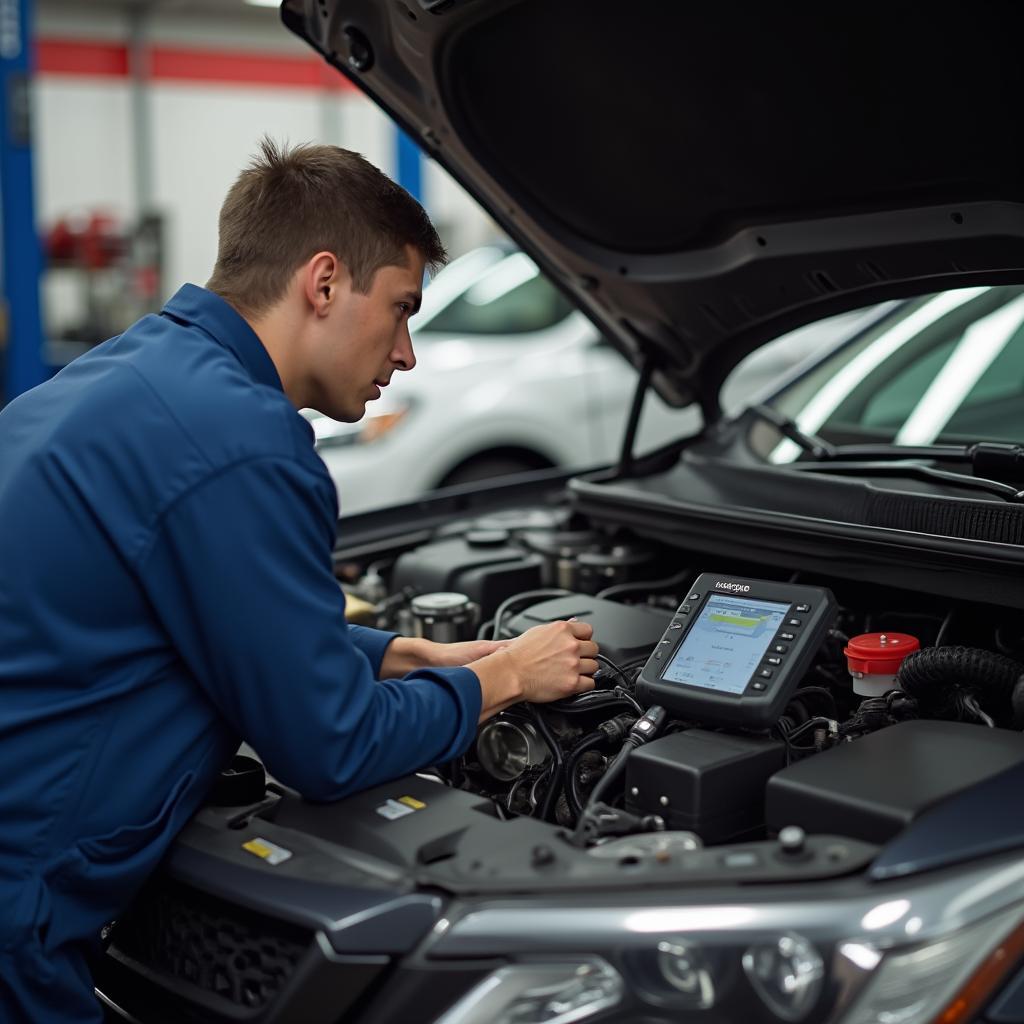 Mechanic Diagnosing a Car in Puyallup