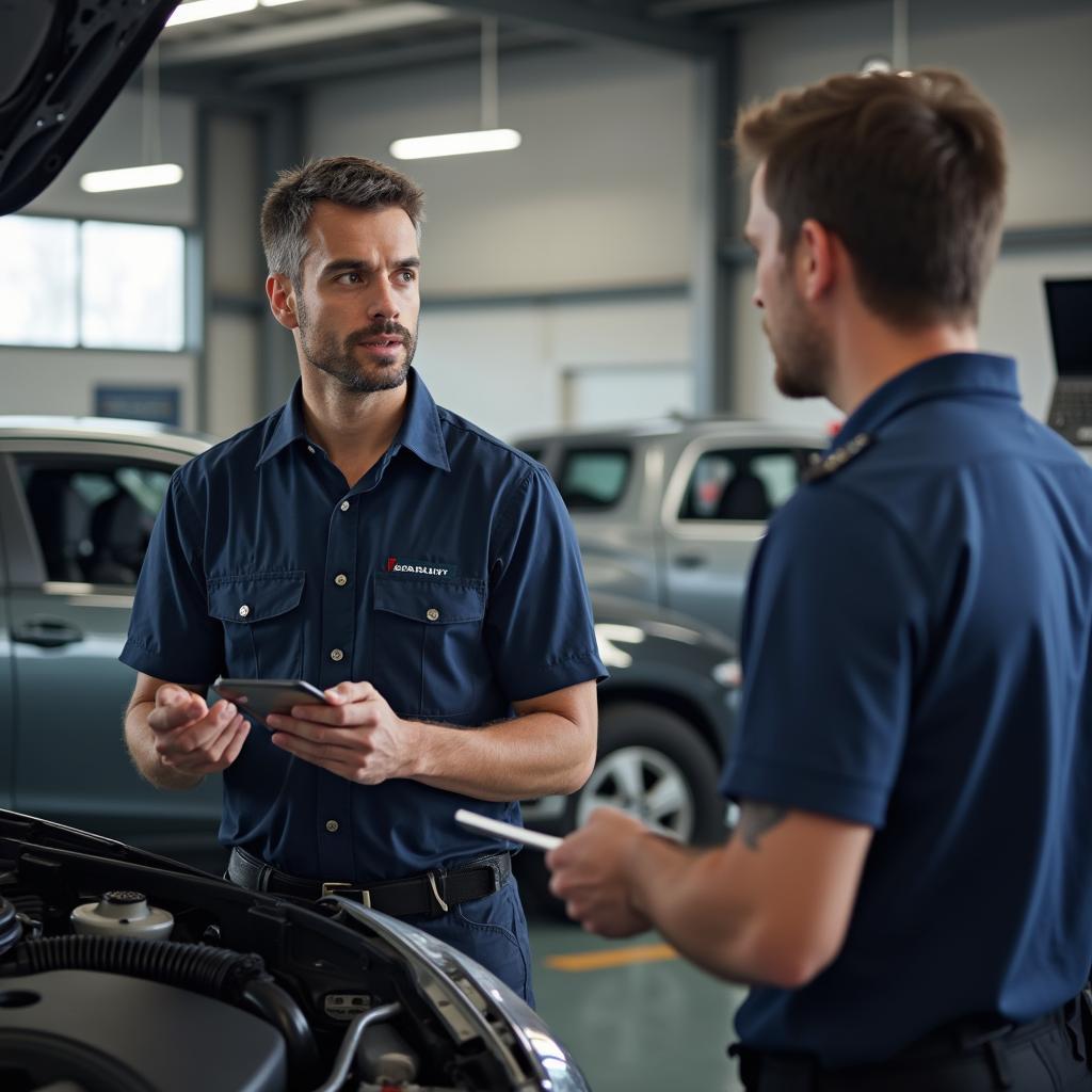 Mechanic Discussing Car Repairs