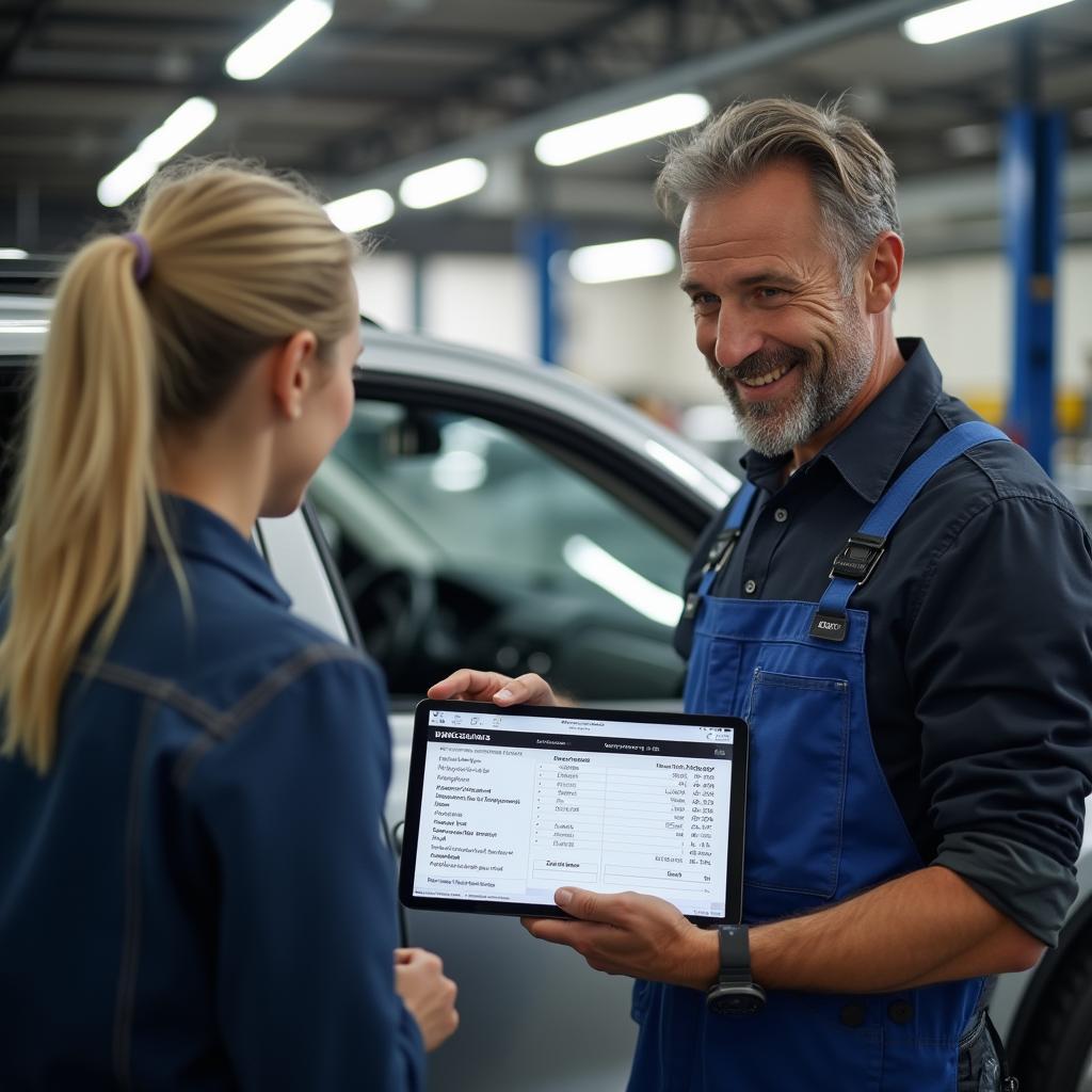 Mechanic Discussing Car Repairs with Customer