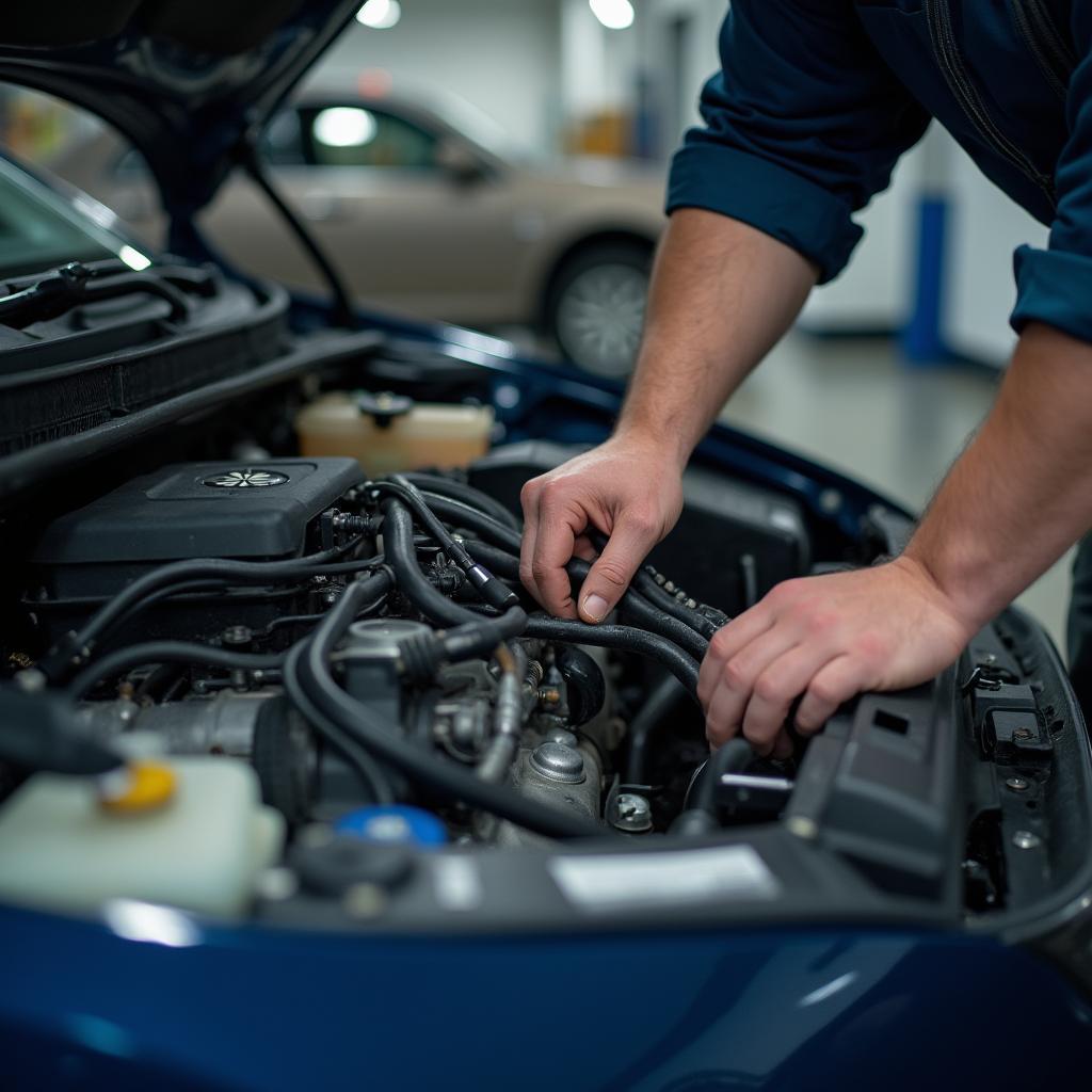 Mechanic Examining Car Engine