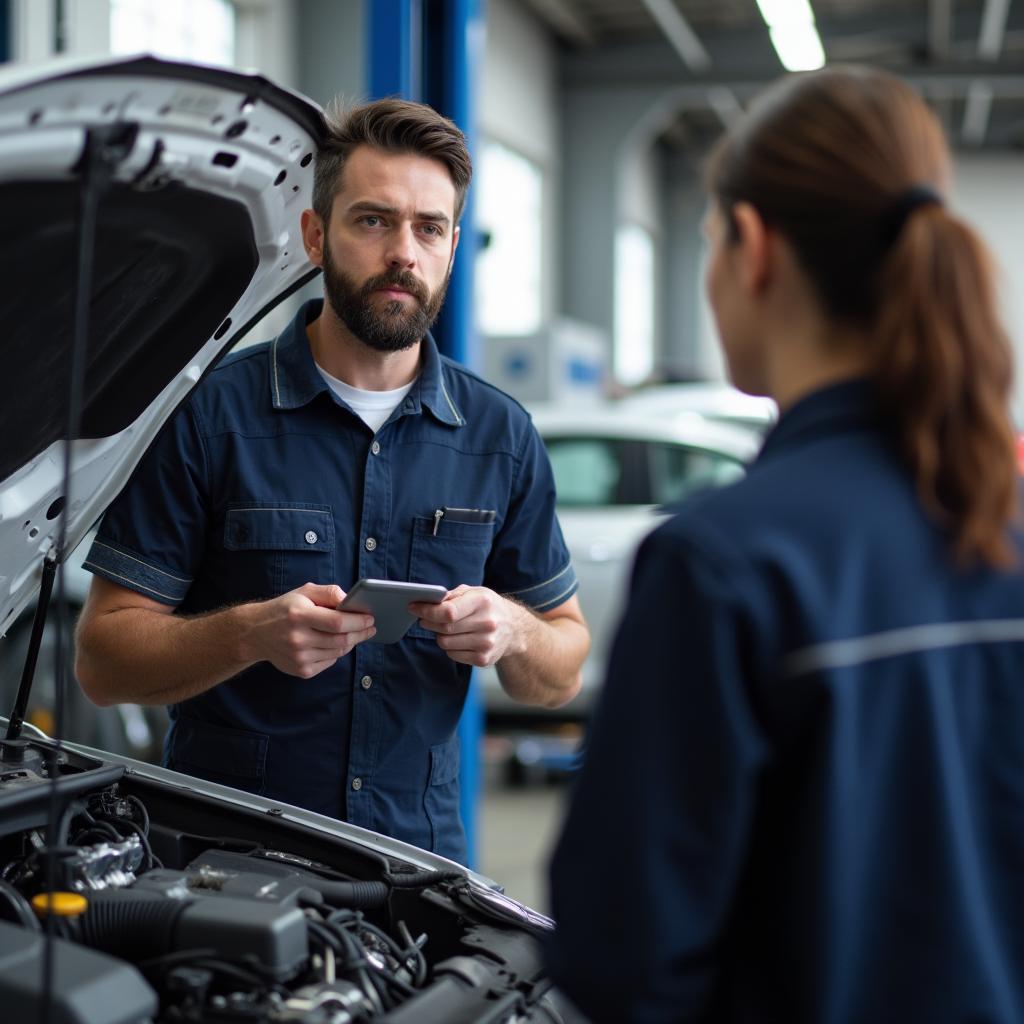 Mechanic Explaining Car Issues