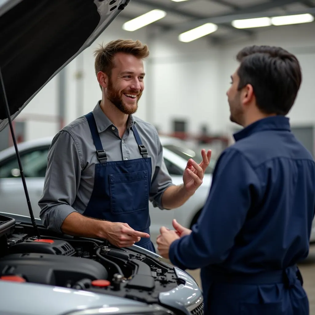 Mechanic Explaining Car Issue