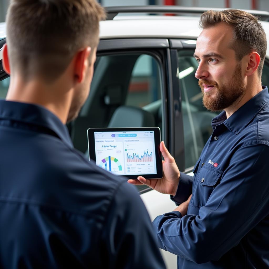 Mechanic Explaining Car Issue to Customer