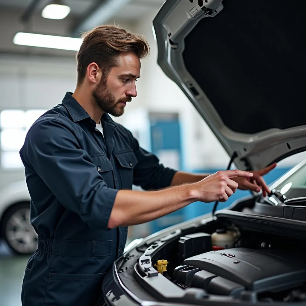 Mechanic Explaining Car Issue to Customer