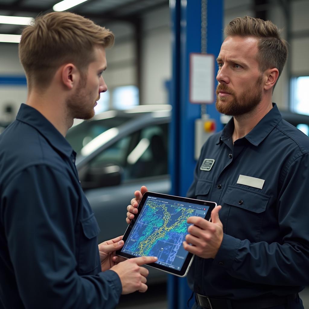 Mechanic Explaining Car Issue to Customer