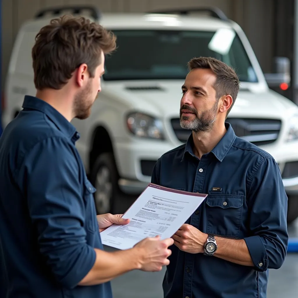 Mechanic Explaining Car Repair