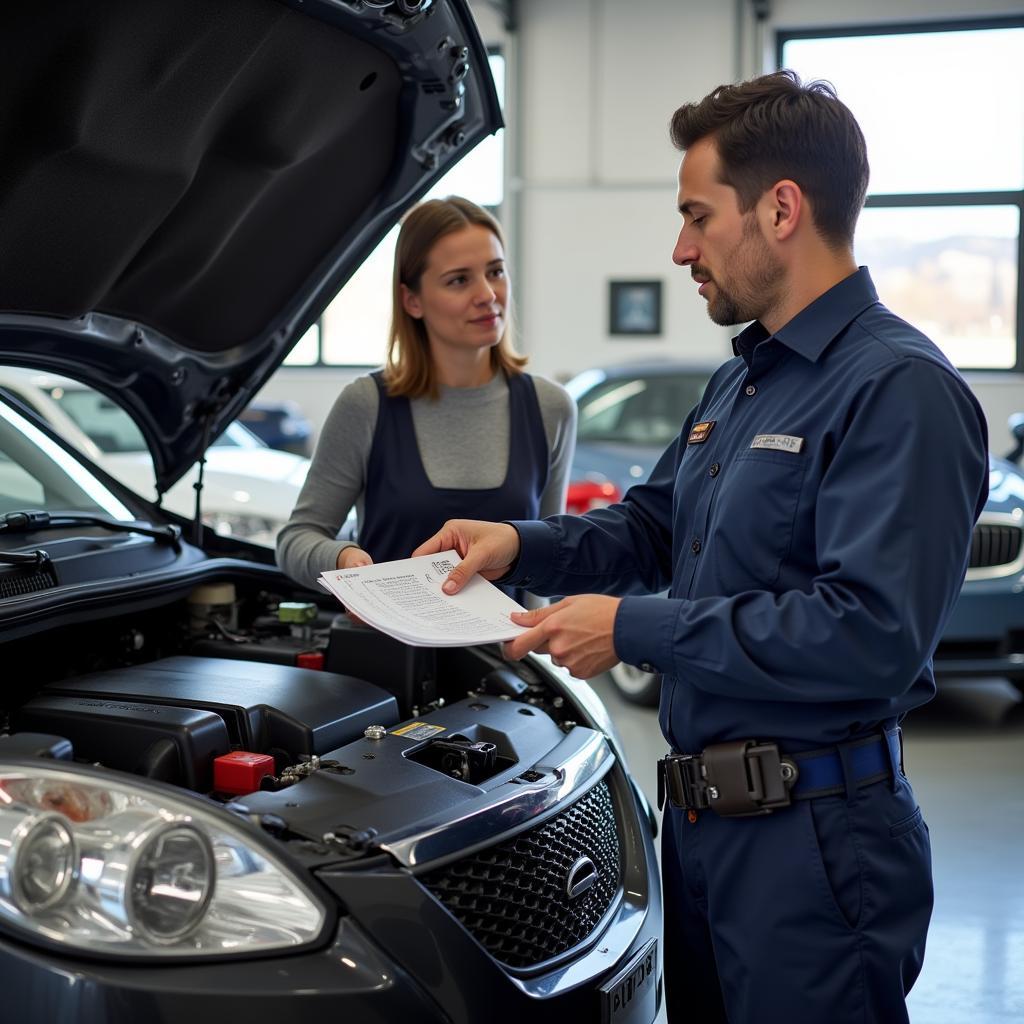 Mechanic Explaining Car Repair