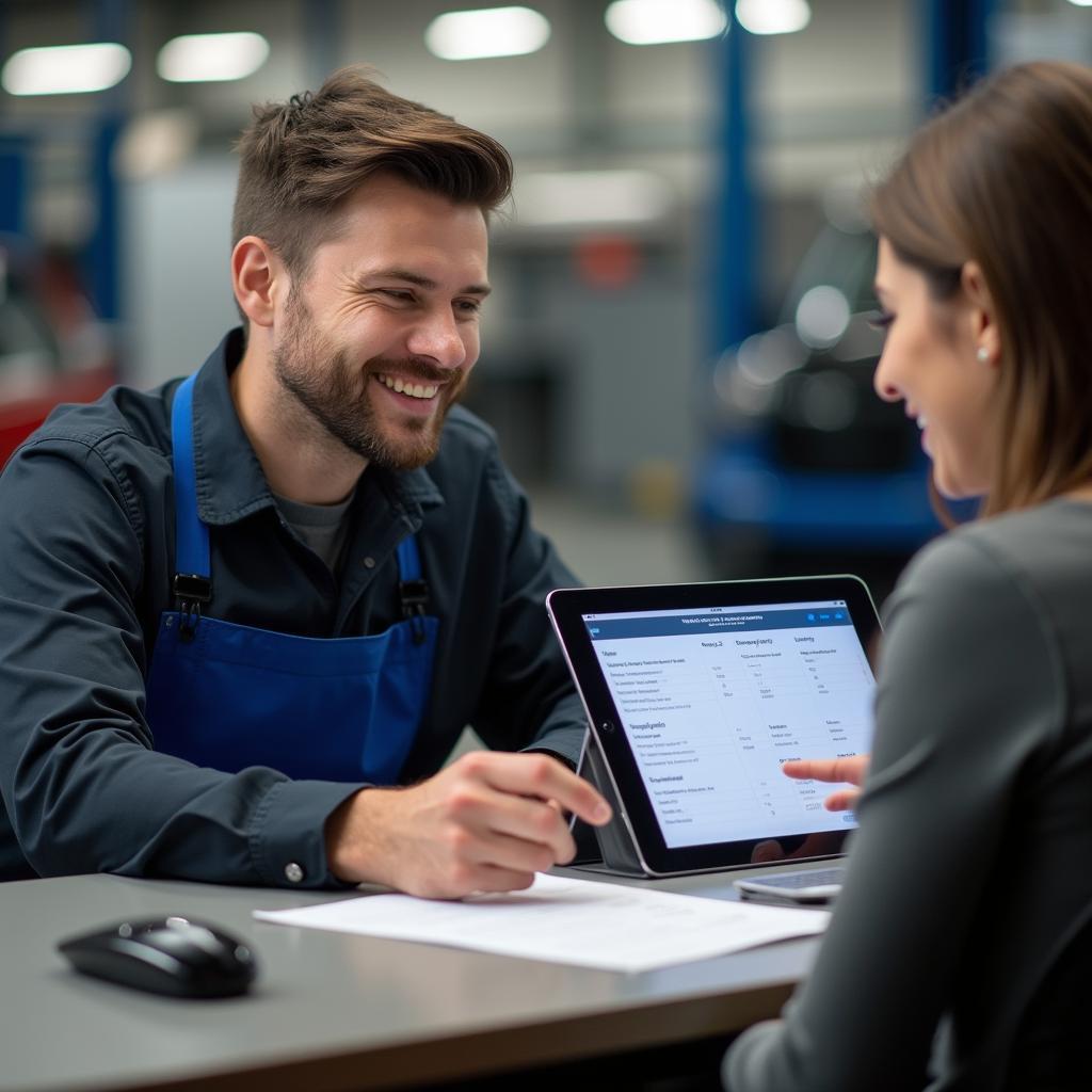 Mechanic Explaining Car Repair Estimate