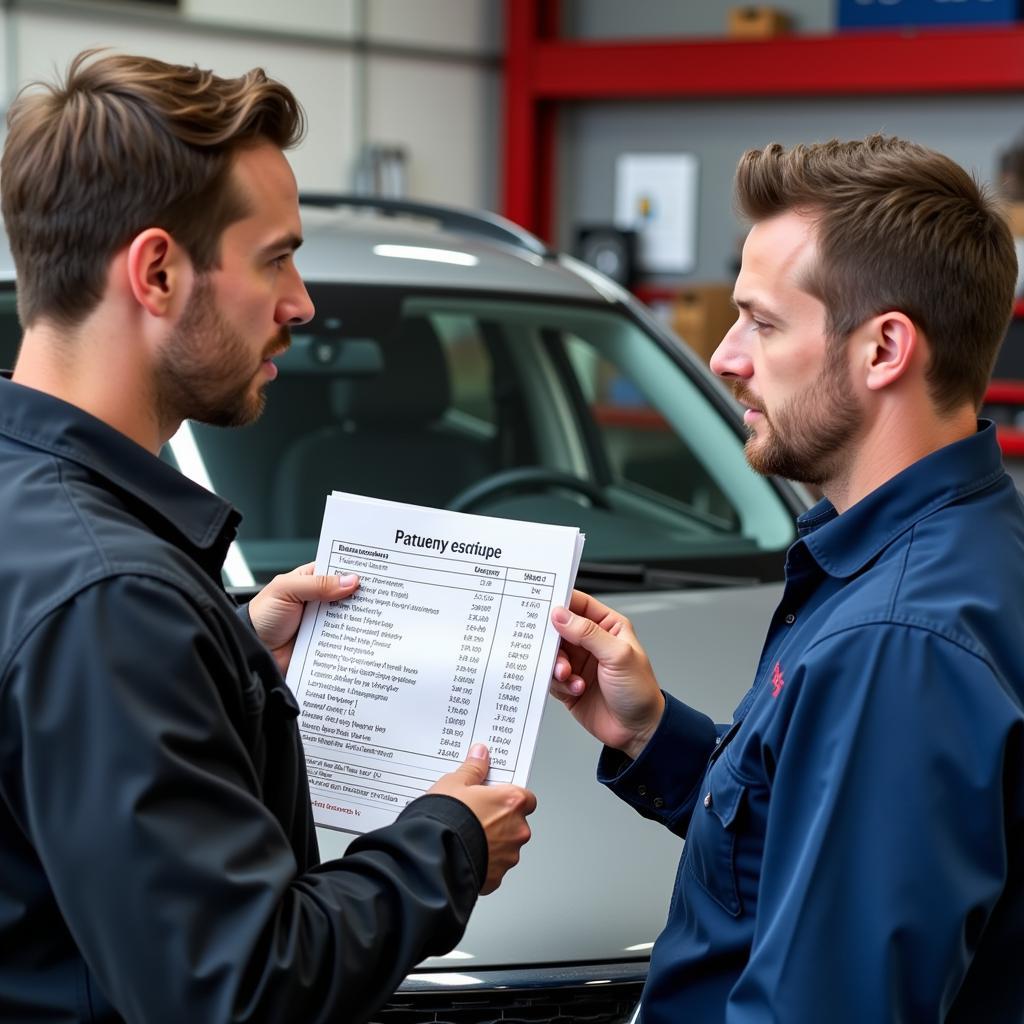 Mechanic Discussing Auto Repair Estimate with Customer