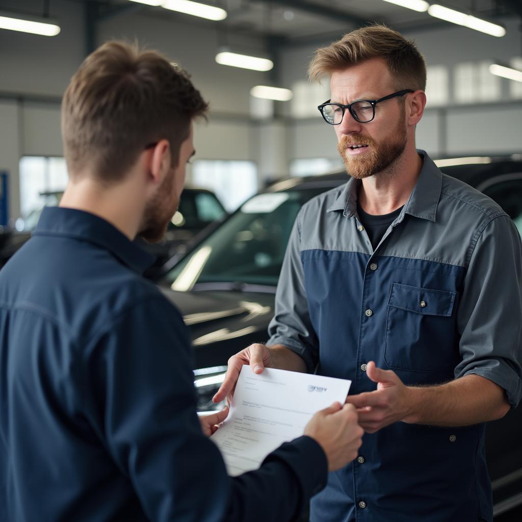 Mechanic Explaining Car Repair