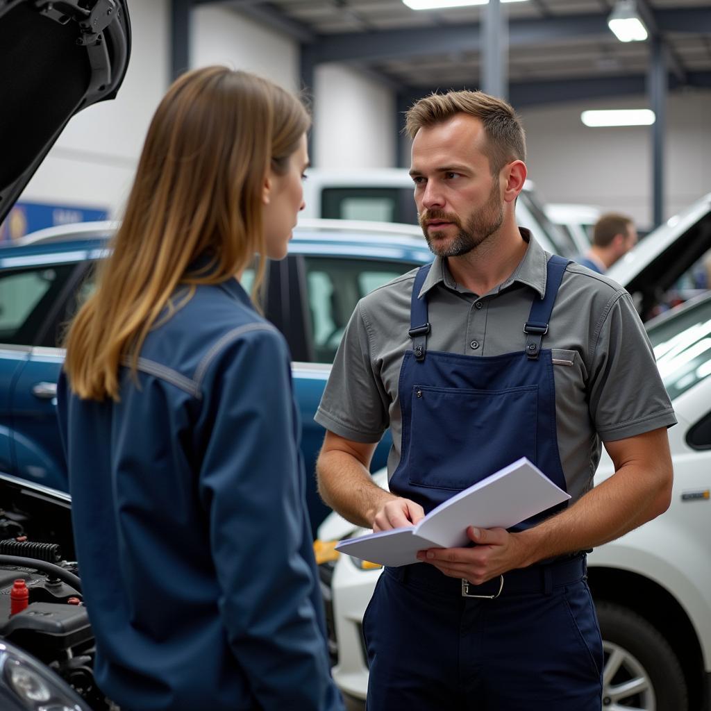 Mechanic Explaining Car Repair