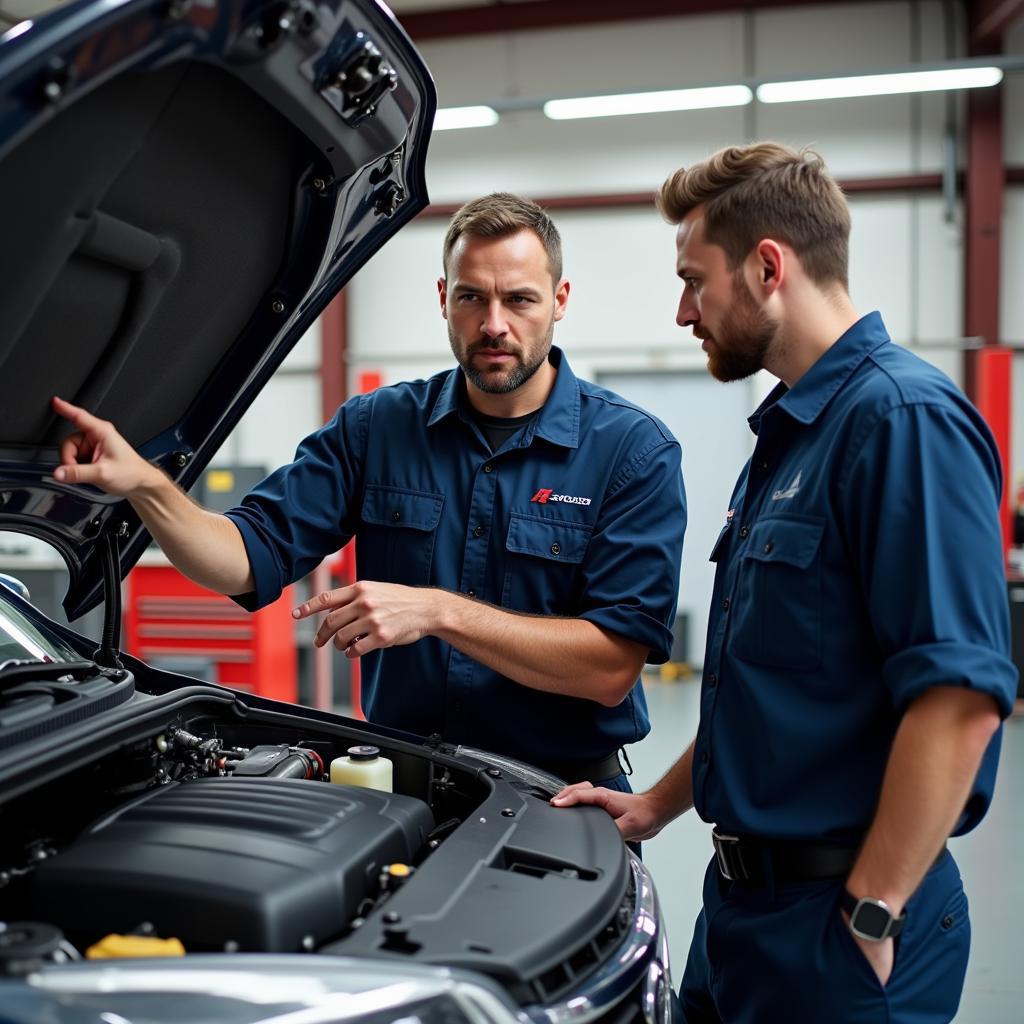 Mechanic Explaining Car Repair Process