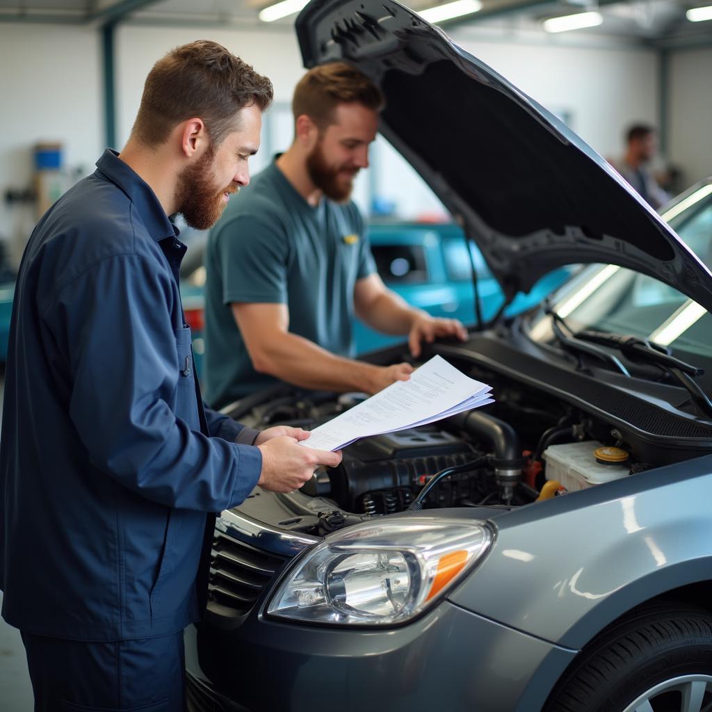 Mechanic Explaining Car Repairs to Customer