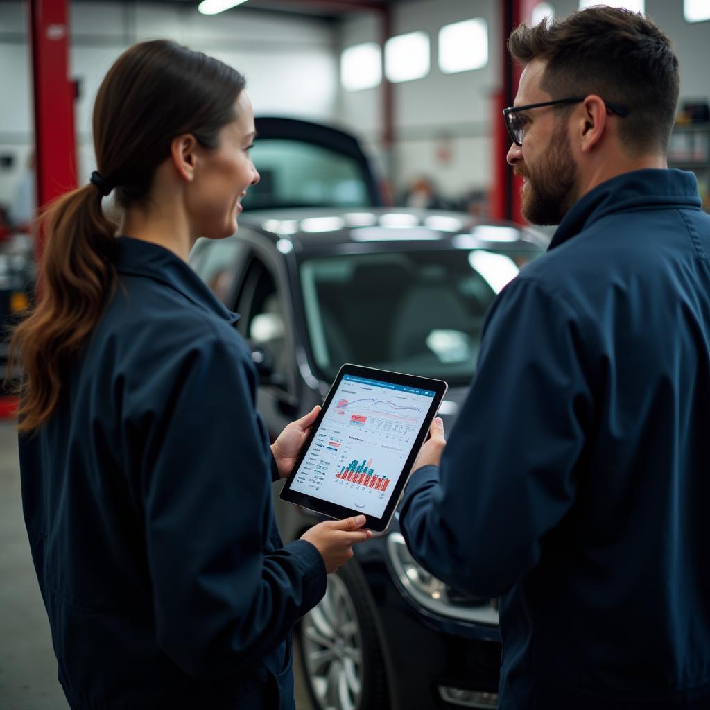 Mechanic Discussing Repairs with Car Owner