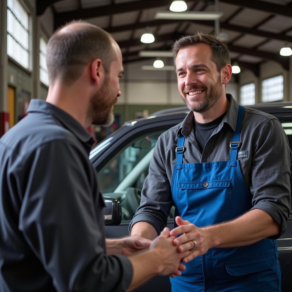 Mechanic Explaining Car Repairs to Customer