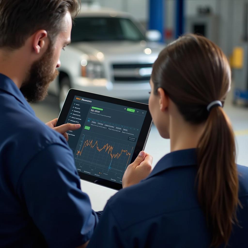 Mechanic Explaining Diagnosis to Customer