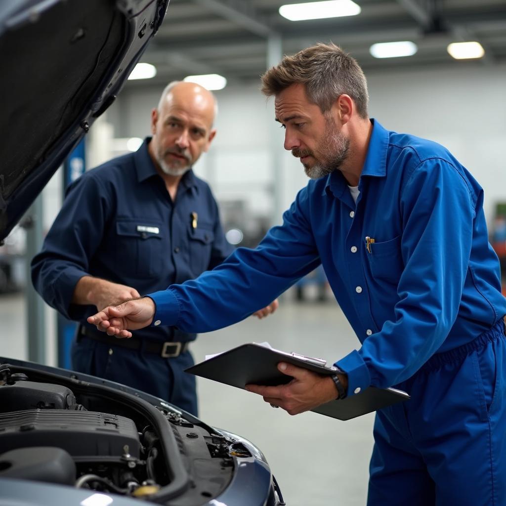 Mechanic Explaining Repairs to Car Owner