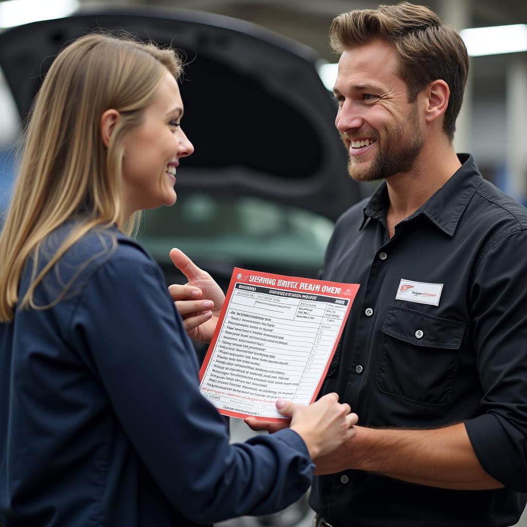 Mechanic Explaining Service Reminder