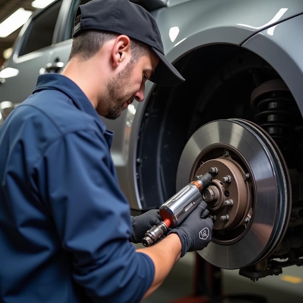 Mechanic Inspecting ABS System