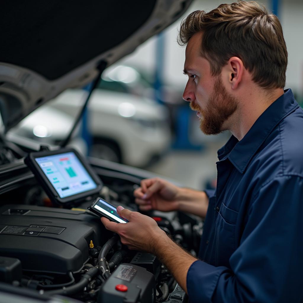 Mechanic Inspecting Car in Brandon FL