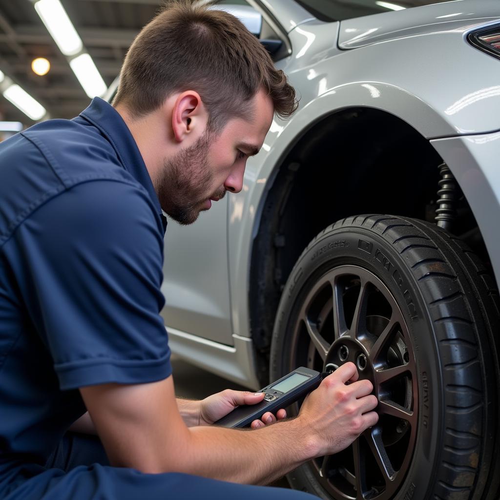 Mechanic Inspecting Car Clutch System