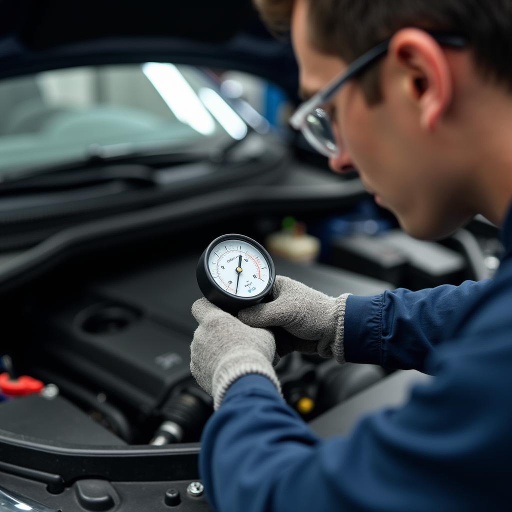 Mechanic Inspecting Car Cooling System