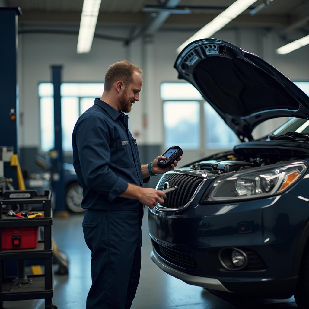 Mechanic inspecting a car in Dover, NH