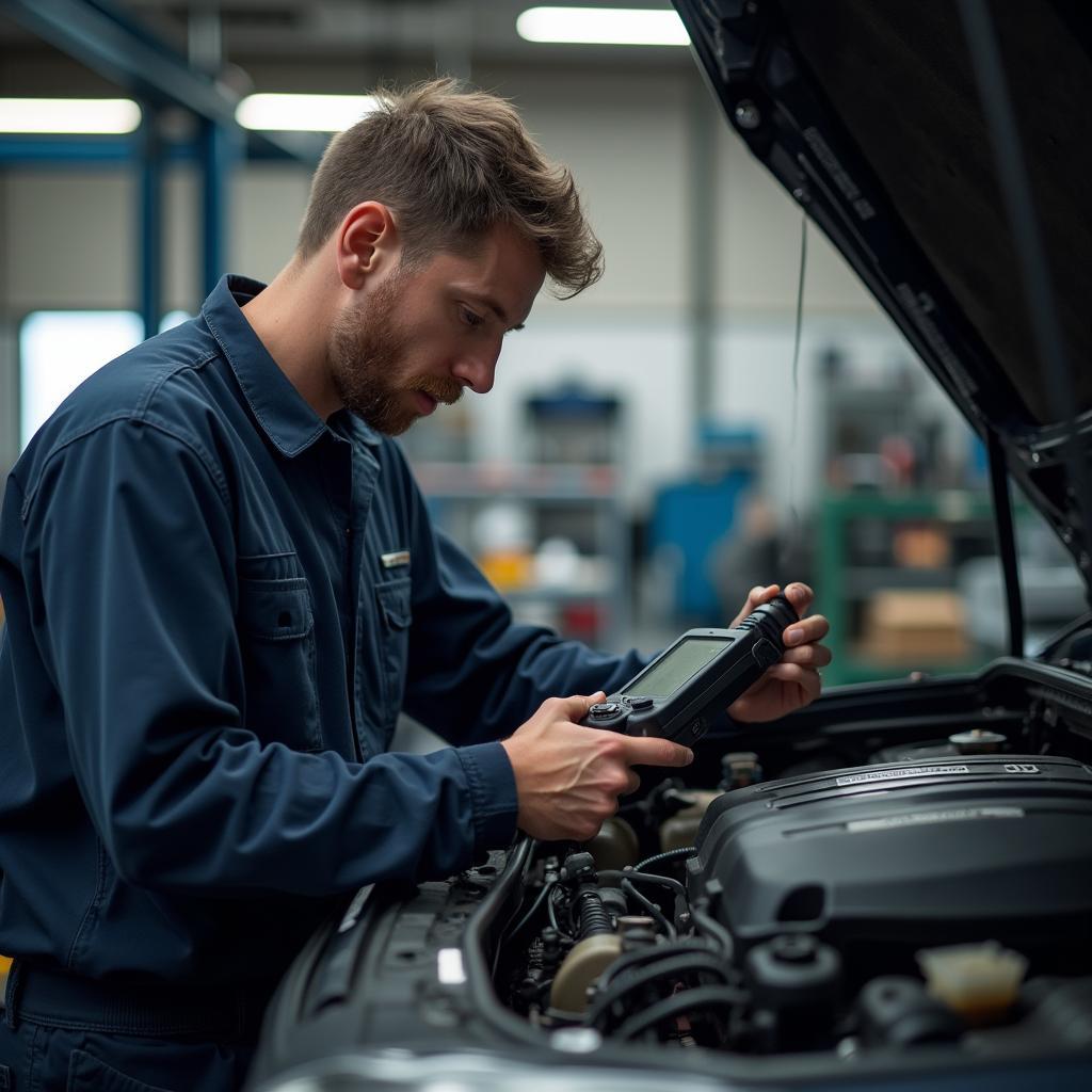 Mechanic Inspecting Car Engine in Washington