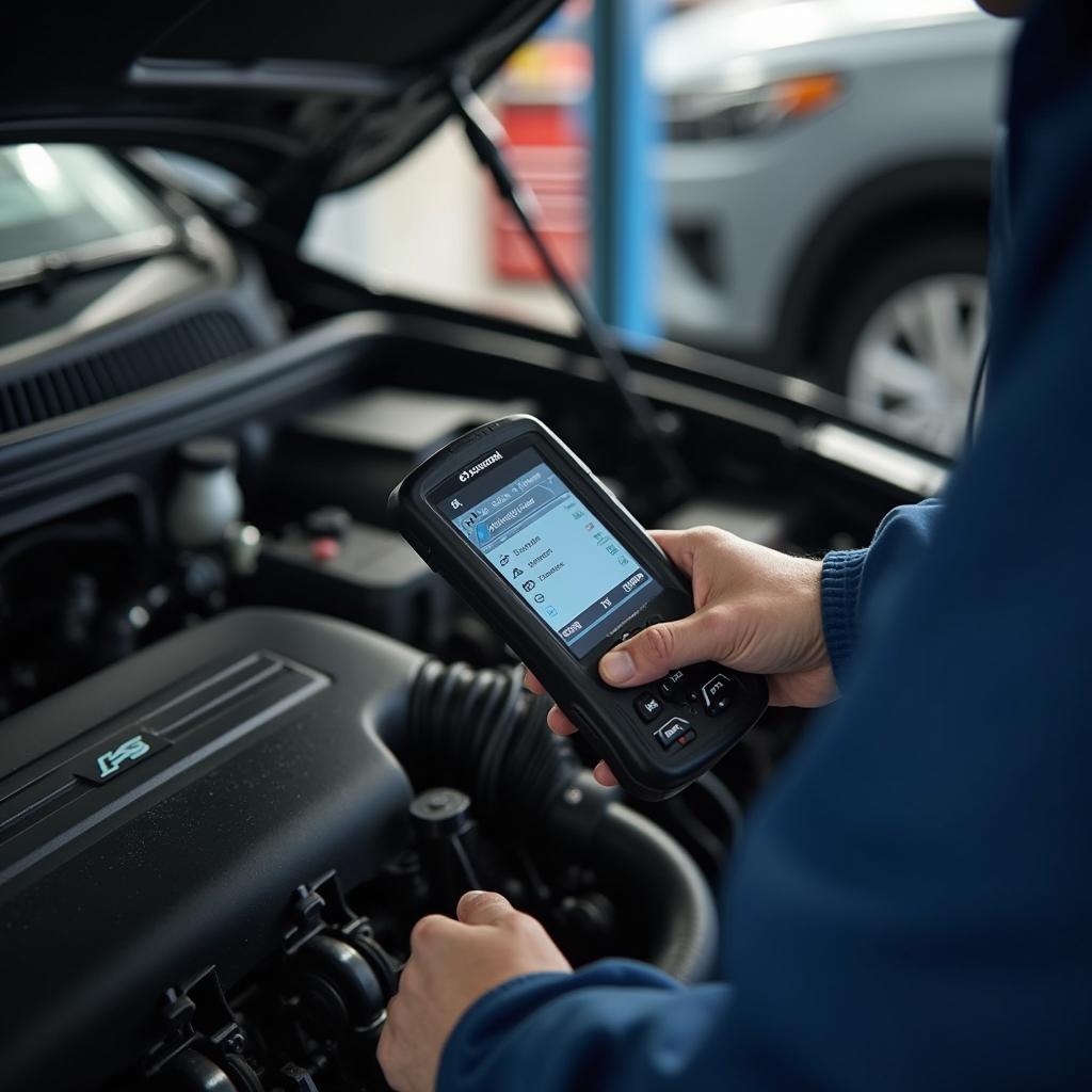 Mechanic Inspecting Car Engine