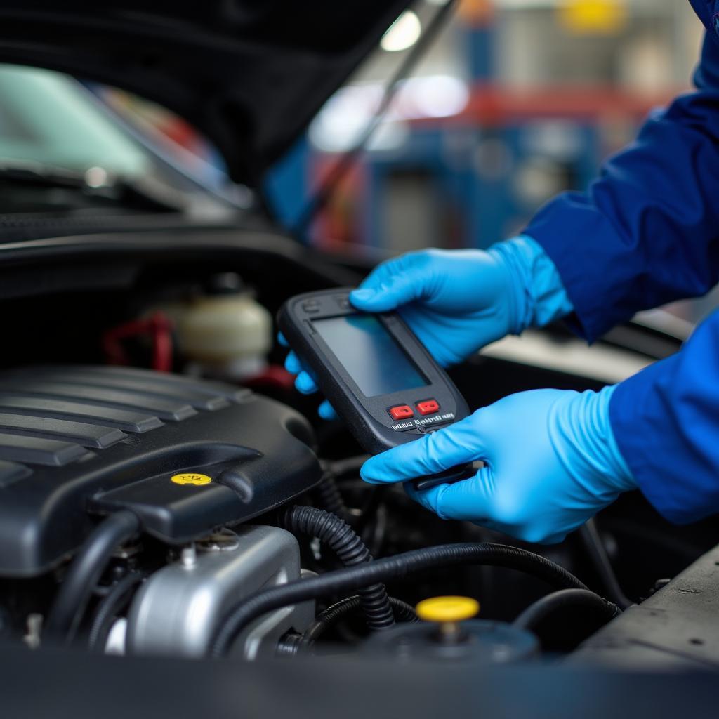 Mechanic Inspecting Car Engine