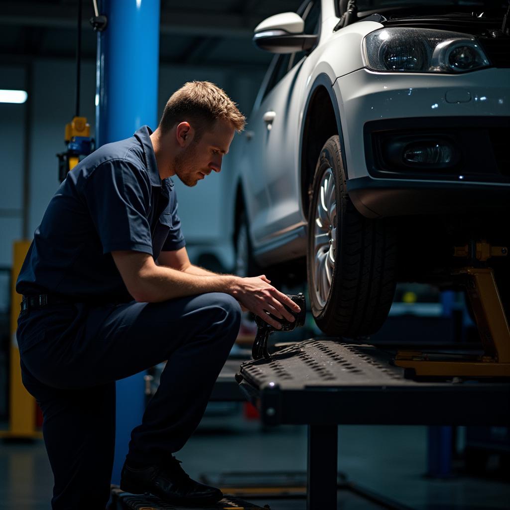 Mechanic Inspecting Car Engine