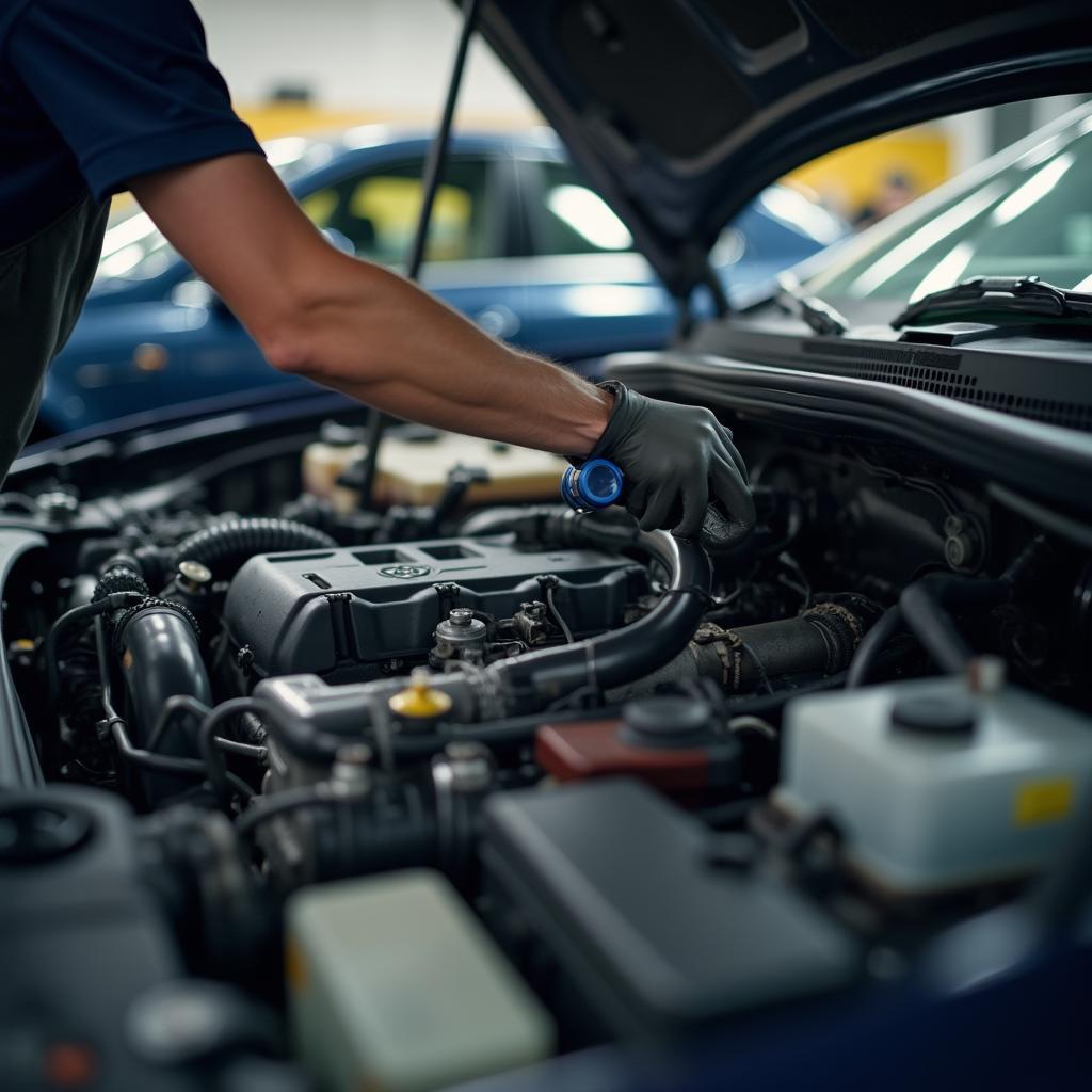 Mechanic Inspecting Car Engine