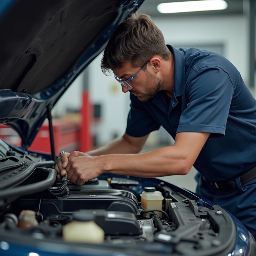 Mechanic Inspecting Car in Goa