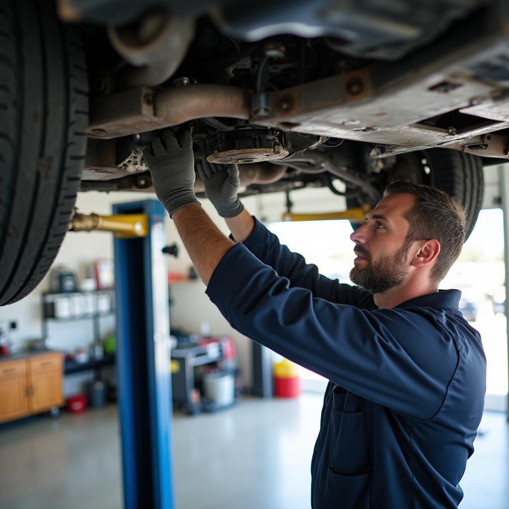 Mechanic inspecting car in Kill Devil Hills