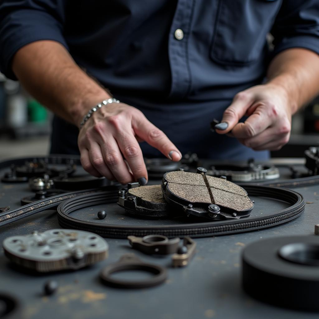 Mechanic Inspecting Car Parts