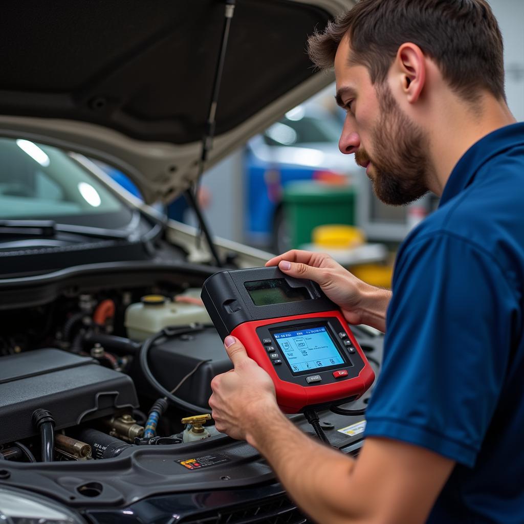 Mechanic Inspecting ECM