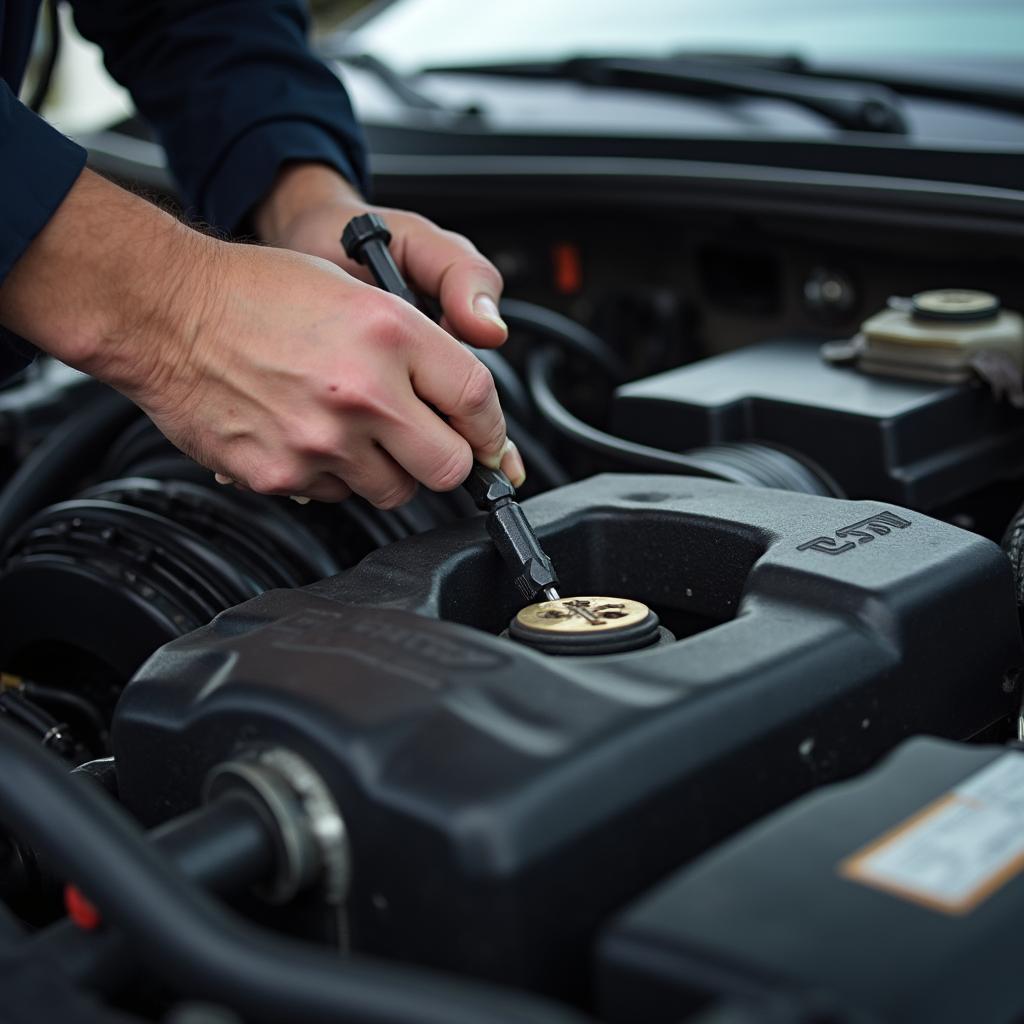 Mechanic Inspecting Car Engine