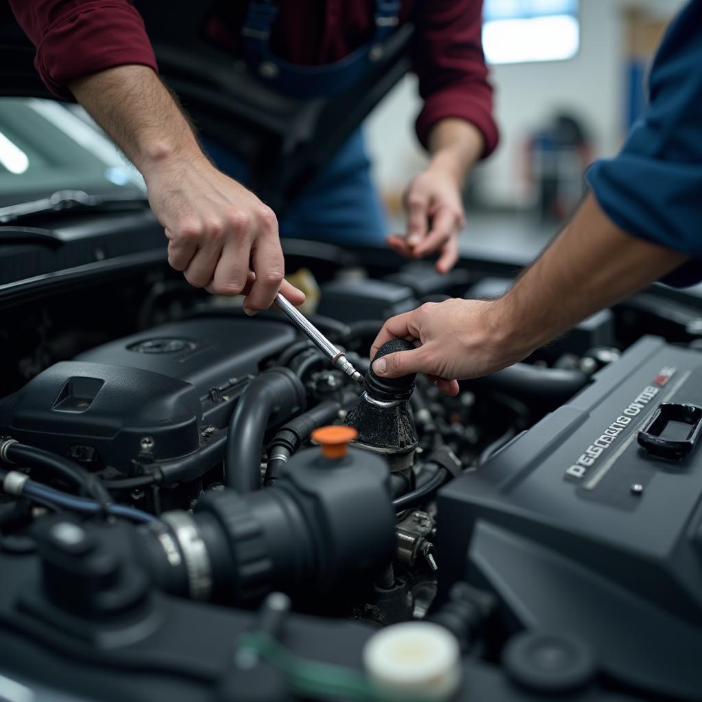 Mechanic Inspecting Car Engine