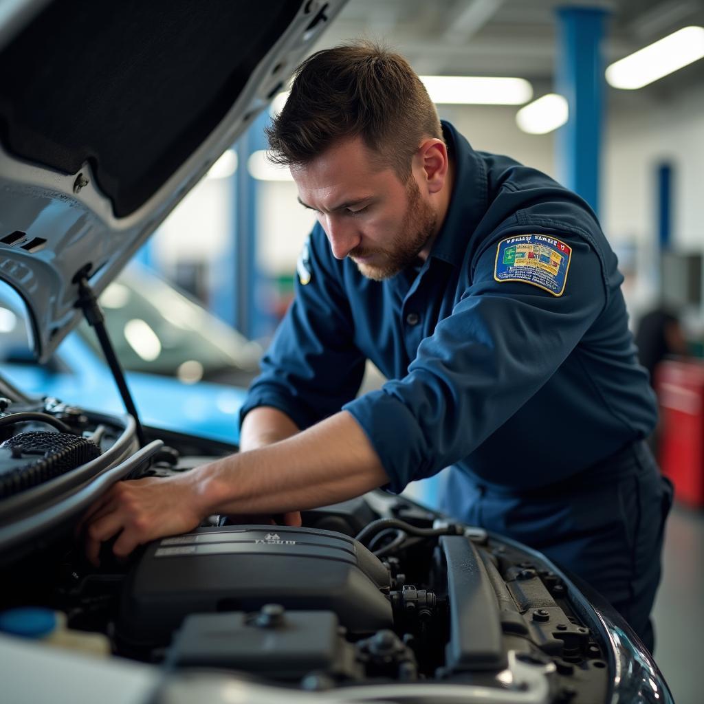 Mechanic Performing a Thorough Car Inspection