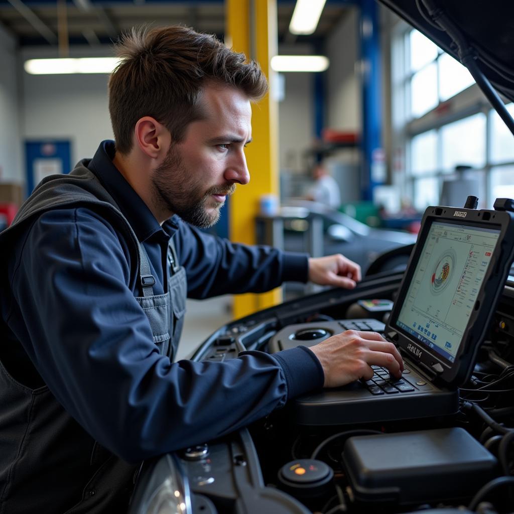 Mechanic Performing Diagnostic Test in 45251