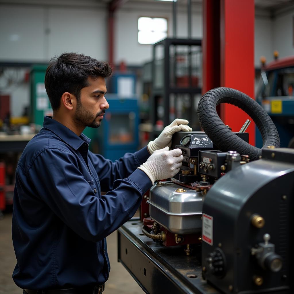 Mechanic Performing Maintenance on Auto Service Equipment in Kanpur