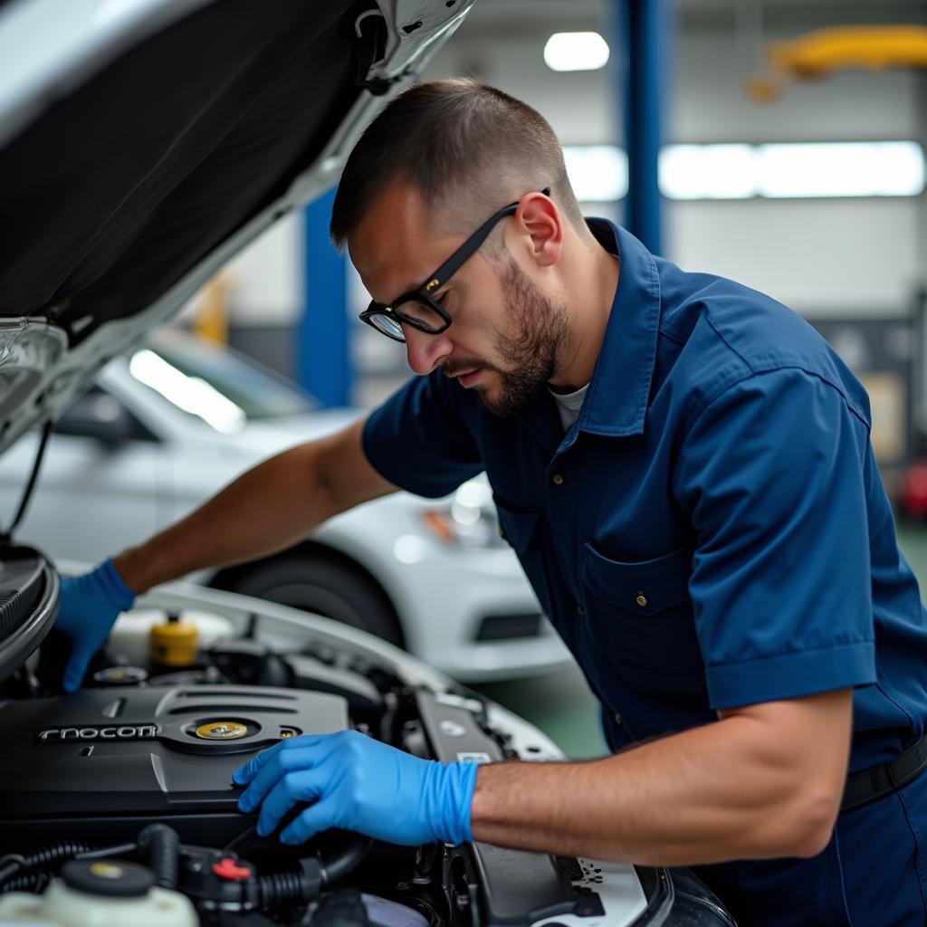 Mechanic Performing Routine Car Maintenance