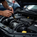 Mechanic Examining Engine Components