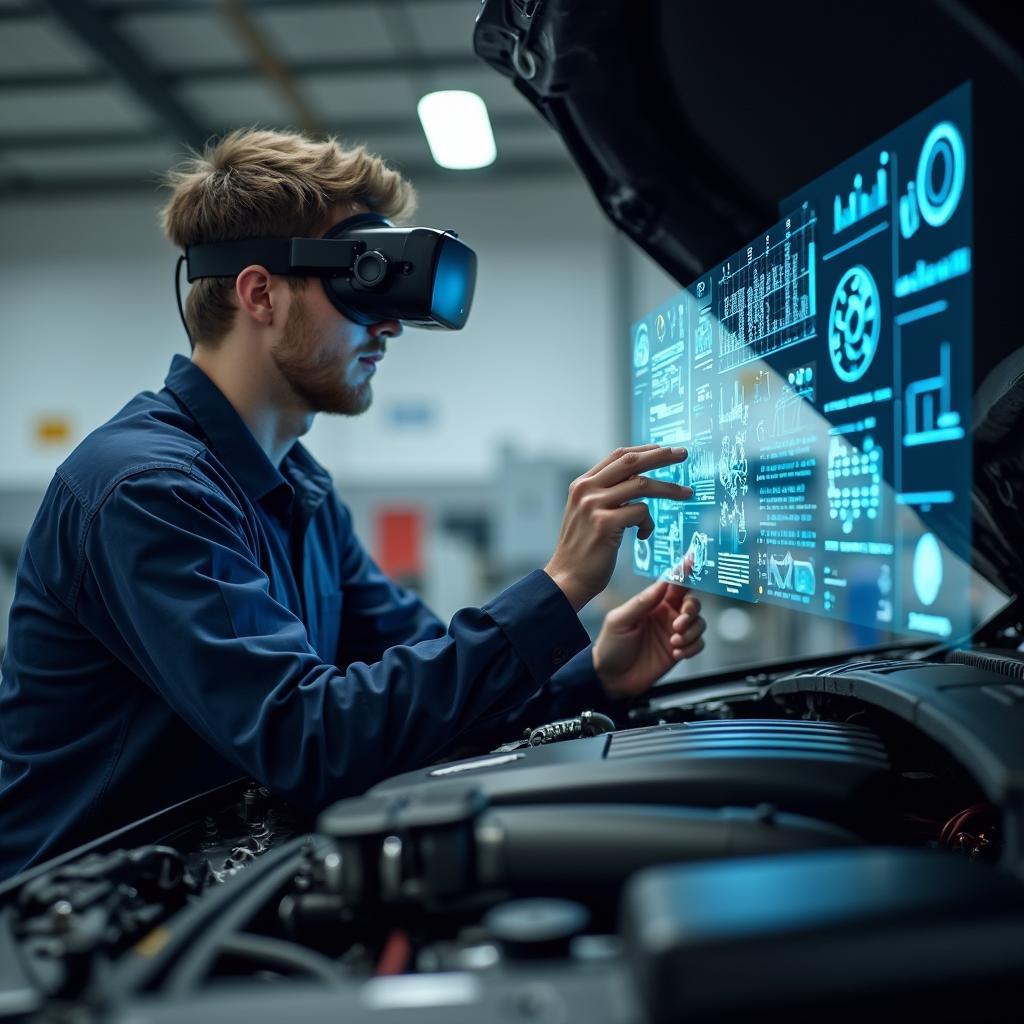 Mechanic Using Augmented Reality Headset