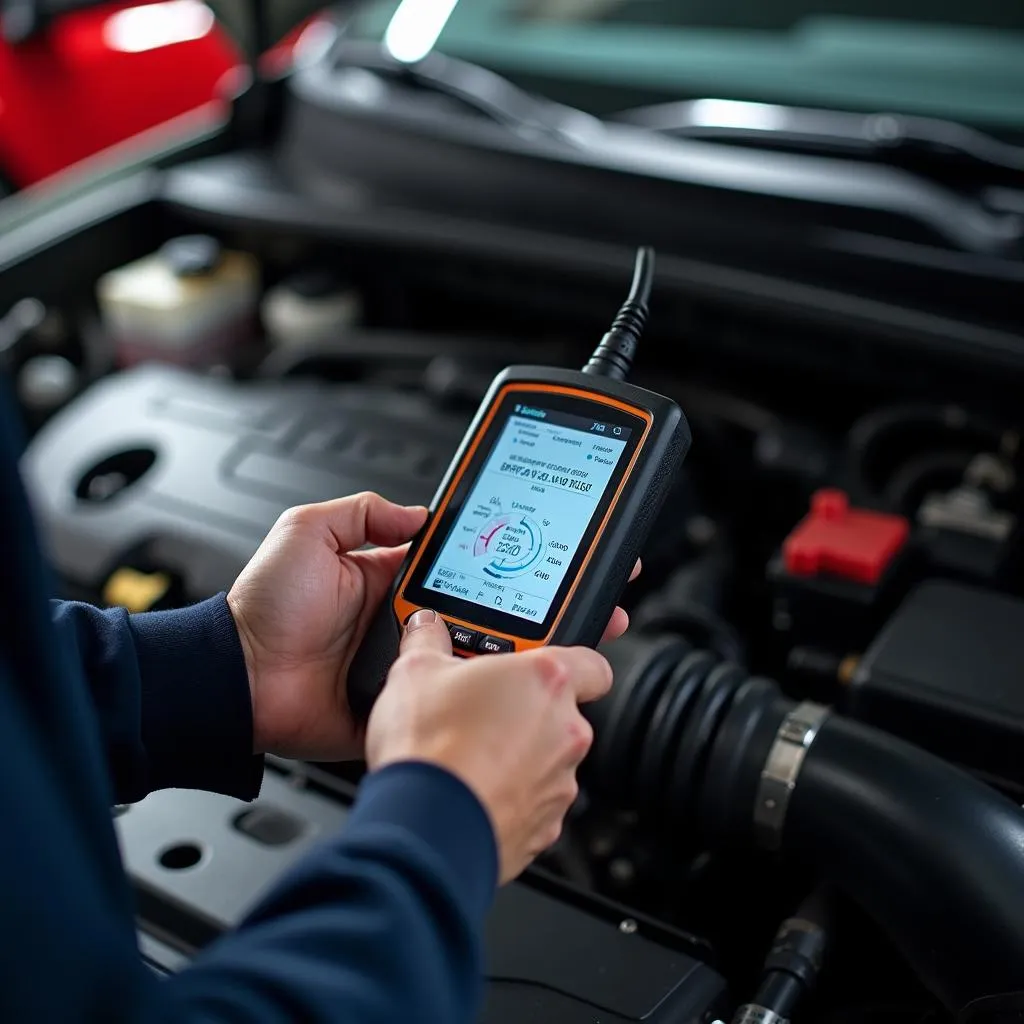 Mechanic Using Diagnostic Tool