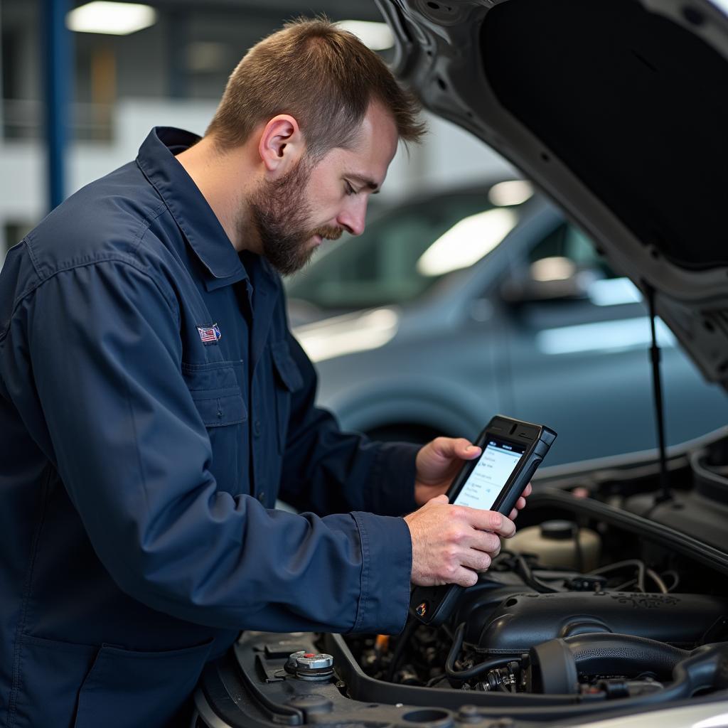 Mechanic Using Diagnostic Tool